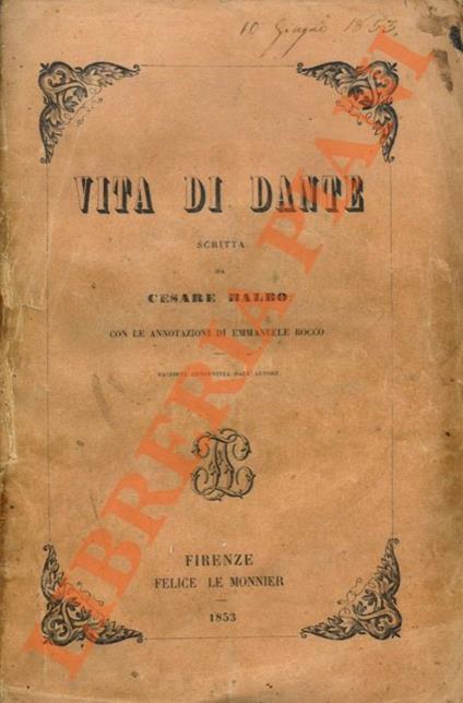 Vita di Dante - Cesare Balbo - copertina