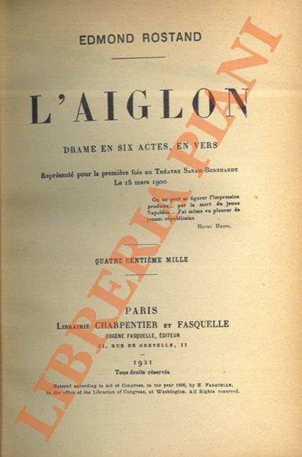 L' aiglon - Edmond Rostand - copertina