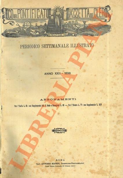 La Gazzetta del Clero (ricreazione del sacerdote). Periodico settimanale, illustrato) - copertina