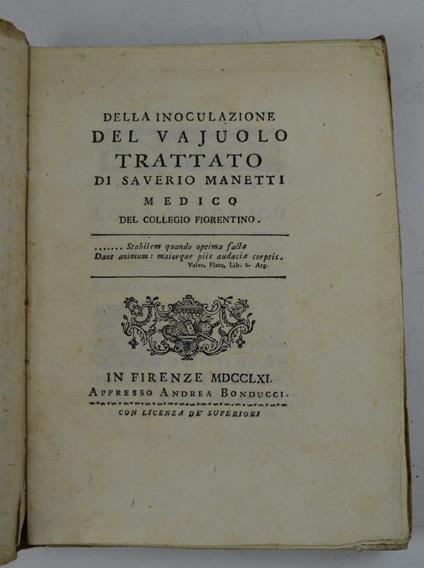 Della inoculazione del vajuolo. Trattato… - Sergio Manetti - copertina