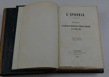 L' Etruria. Studj di filologia di letteratura di pubblica istruzione e di belle arti… - copertina