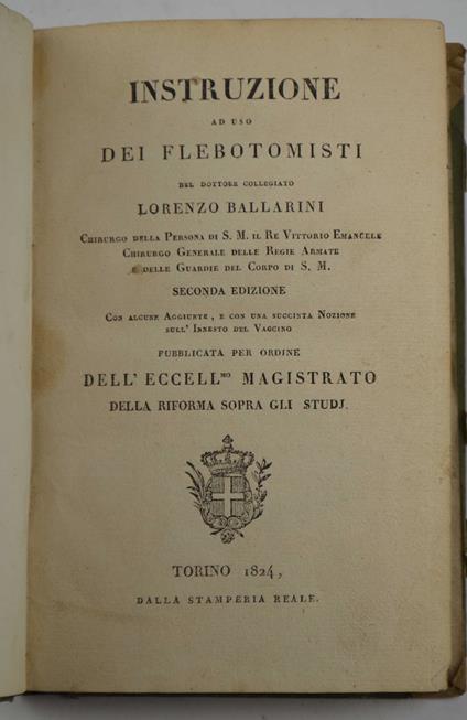 Instruzione ad uso dei flebotomisti… Seconda edizione - copertina