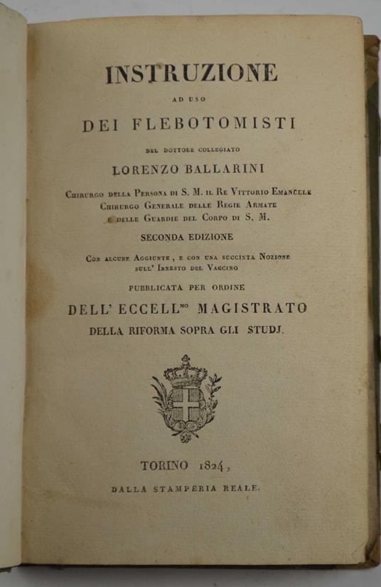 Instruzione ad uso dei flebotomisti… Seconda edizione - copertina