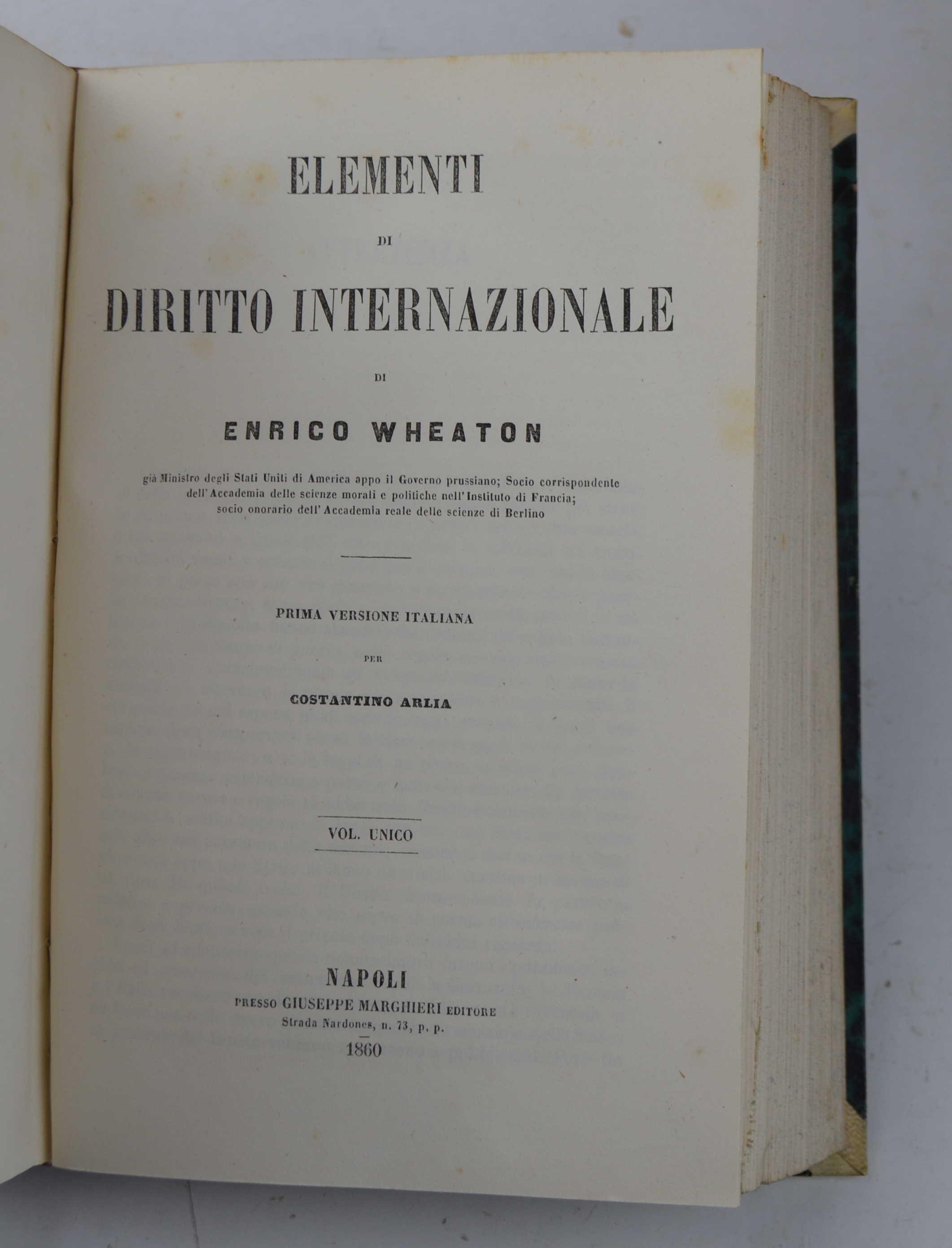 Storia dei progressi del diritto delle genti in Europa e in America… Prima versione italiana