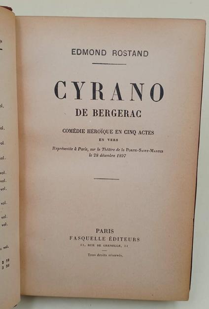 Cyrano De Bergerac-Comedie Heroique En Cinq Actes, En Vers( Senza Data) - Edmond Rostand - copertina
