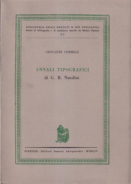 Annali tipografici di G.B.Natolini - Giovanni Comelli - copertina