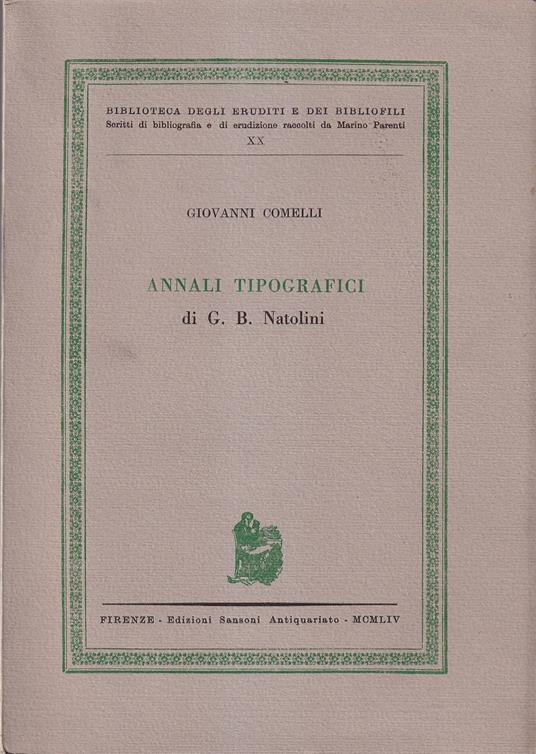 Annali tipografici di G.B.Natolini - Giovanni Comelli - copertina