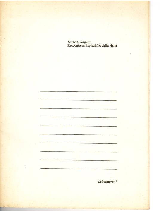 Racconto Scritto Sul Filo Della Vigna - Umberto Raponi - copertina
