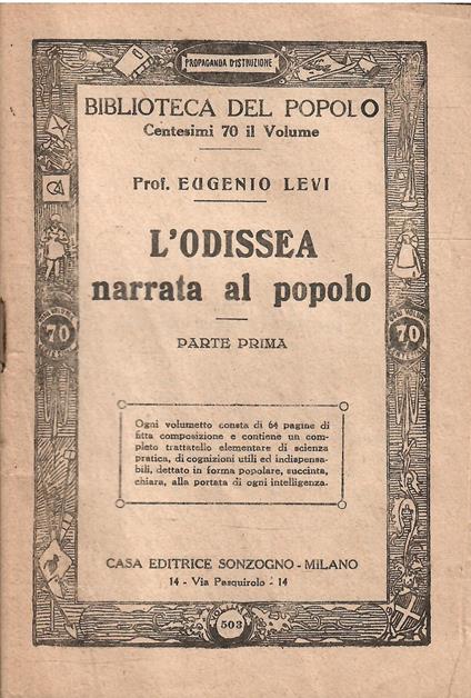 L' Odissea Narrata Al Popolo Parte Prima - Eugenio Levi - copertina