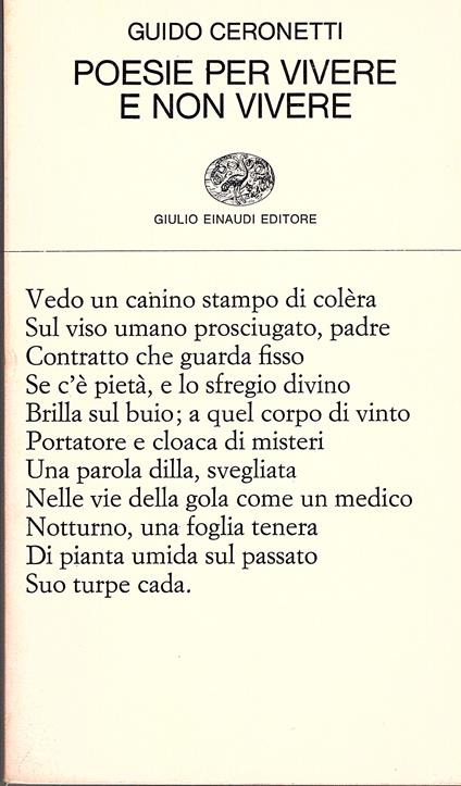 Poesie per vivere e non vivere - Guido Ceronetti - copertina
