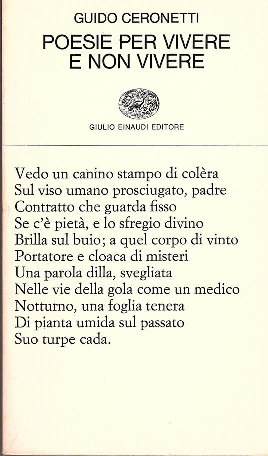 Poesie per vivere e non vivere - Guido Ceronetti - copertina