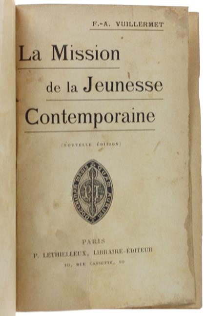La Mission De La Jeunesse Contemporaine - copertina