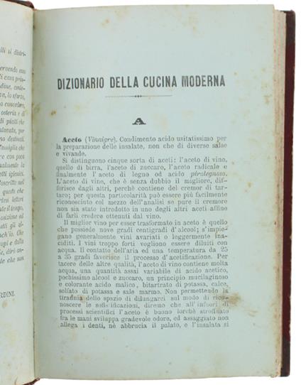 Dizionario Della Cucina Moderna Indispensabile A Qualunque Ceto Di Persone : Vade-Mecum Del Cuoco - copertina