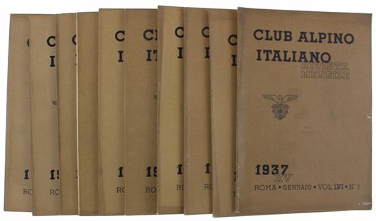 Rivista Mensile Del C.A.I. 1937 N. 1, 3, 4, 5, 6, 7/8, 9, 10 - copertina