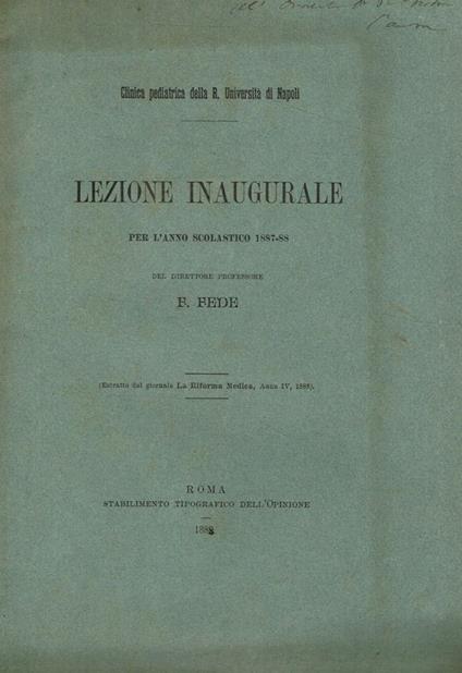 Lezione inaugurale per l'anno scolastico 1887-88 - copertina