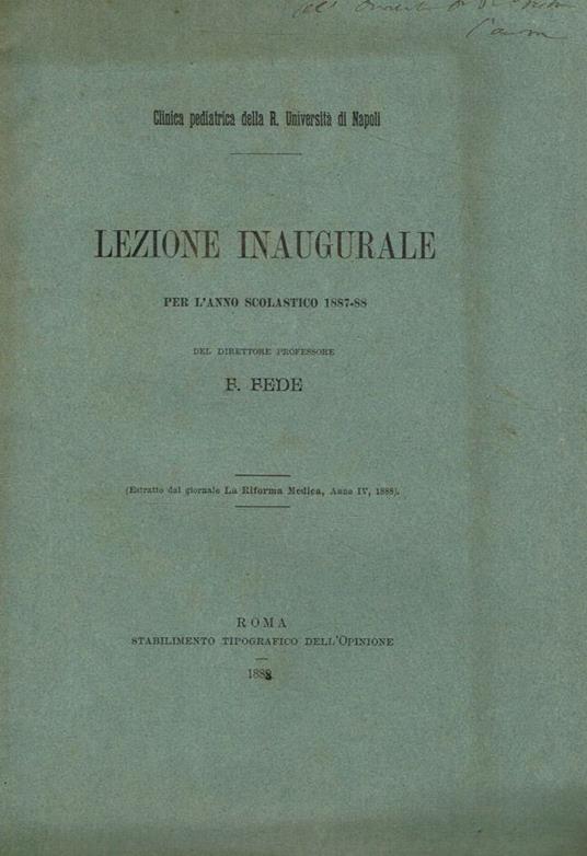 Lezione inaugurale per l'anno scolastico 1887-88 - copertina
