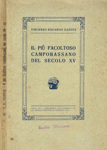 Il più facoltoso campobassano del secolo XV - Vincenzo Eduardo Gasdìa - copertina