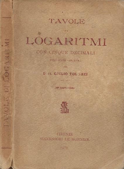 Tavole di Logaritmi con cinque decimali - copertina