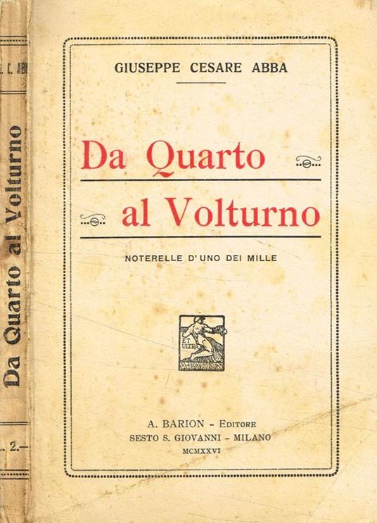 Da Quarto al Volturno - Giuseppe Cesare Abba - copertina