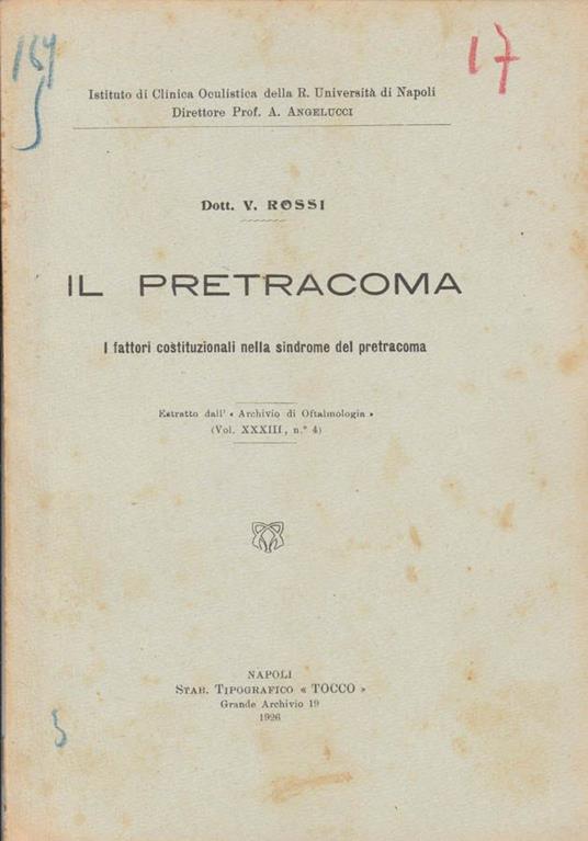 Il pretracoma - copertina