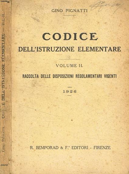 Codice dell'istruzione elementare vol.II - copertina