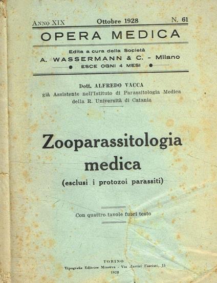 Zooparassitologia medica (esclusi i protozoi parassiti) - Alfredo Vacca - copertina