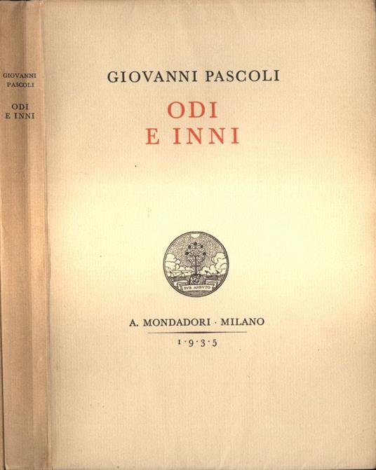 Odi e inni - Giovanni Pascoli - copertina