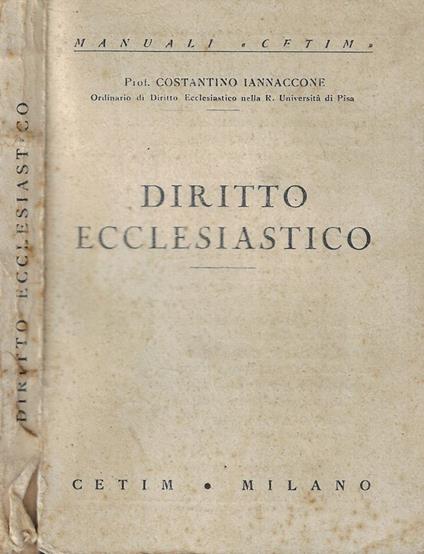 Diritto ecclesiastico - Costantino Iannaccone - copertina