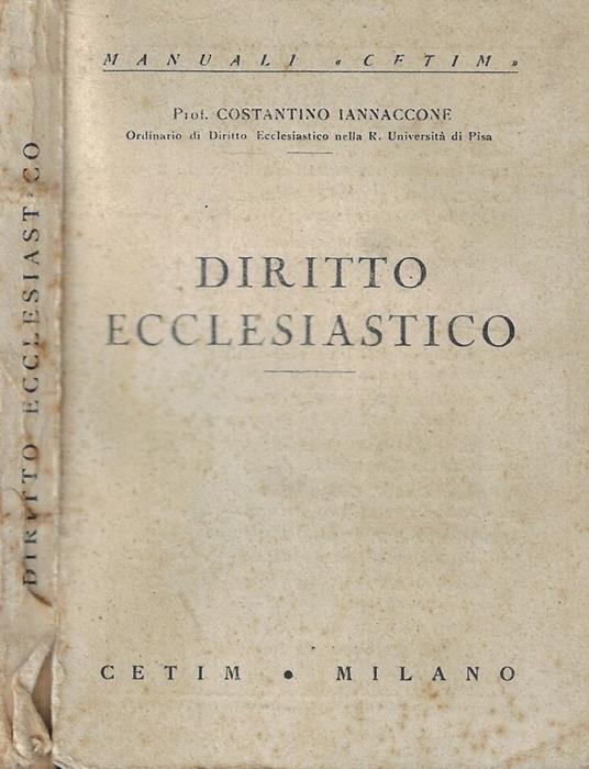 Diritto ecclesiastico - Costantino Iannaccone - copertina