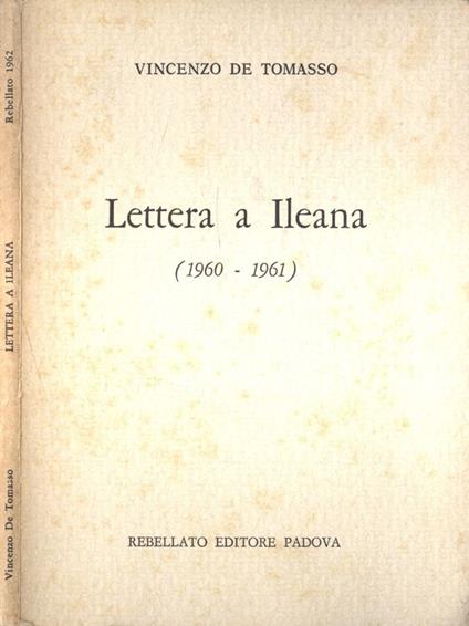Lettera a Ileana - Vincenzo De Tomasso - copertina