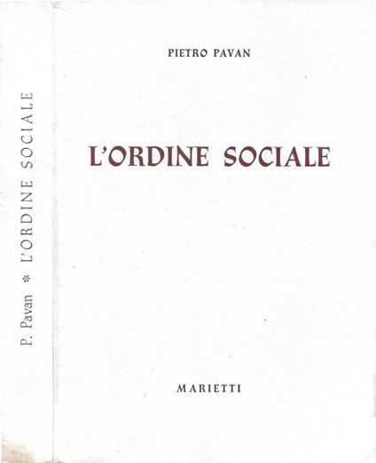 L' ordine sociale - Pietro Pavan - copertina