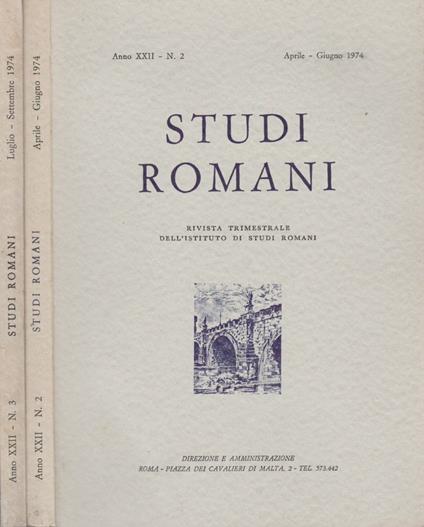 Studi Romani. Anno XXII. n. 2 - n. 3 - copertina
