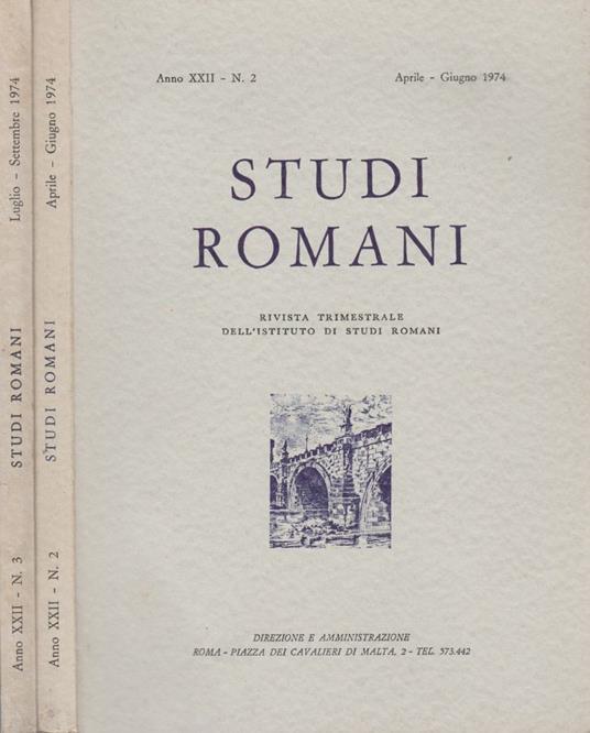 Studi Romani. Anno XXII. n. 2 - n. 3 - copertina