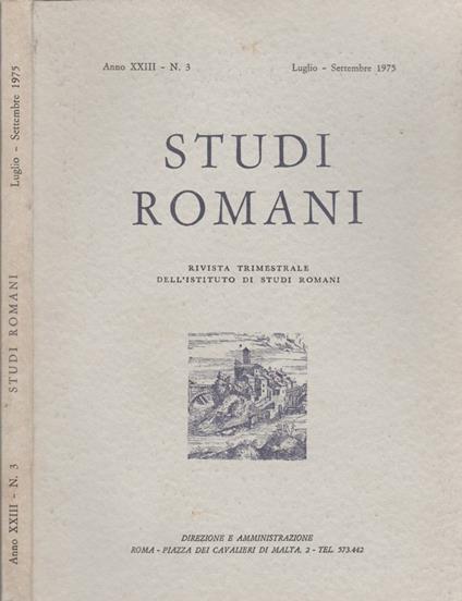Studi Romani. Anno XXIII. n. 3 - copertina
