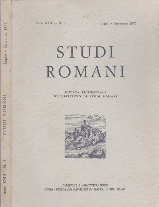 Studi Romani. Anno XXIII. n. 3 - copertina