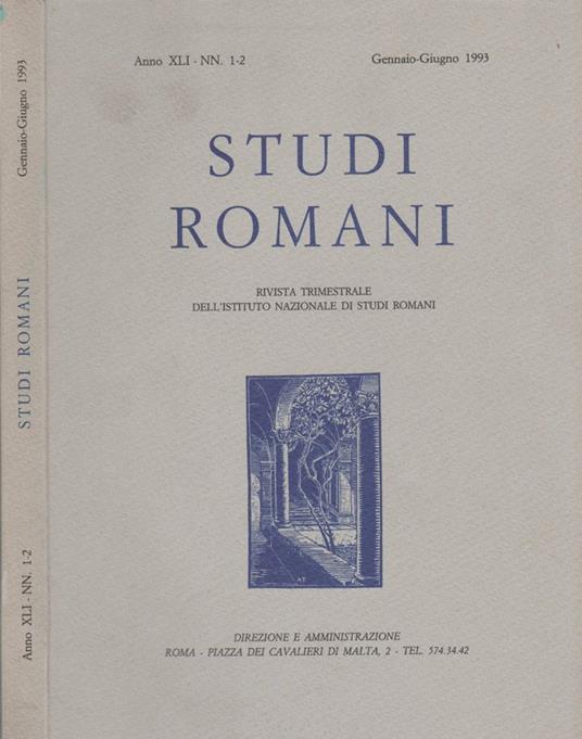 Studi Romani. Anno XLI. nn.1-2 - copertina