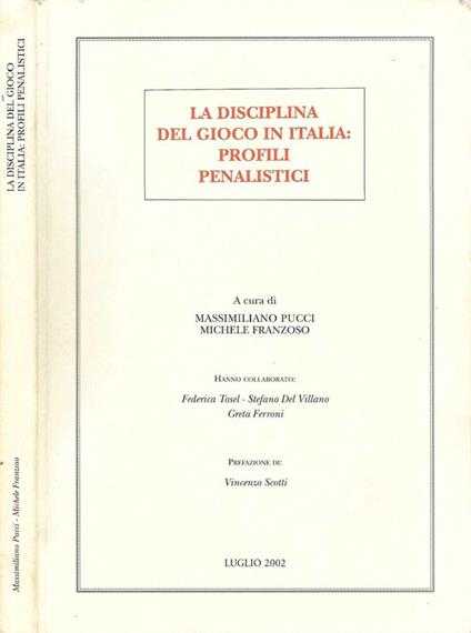 La disciplina del gioco in Italia: profili penalistici - copertina