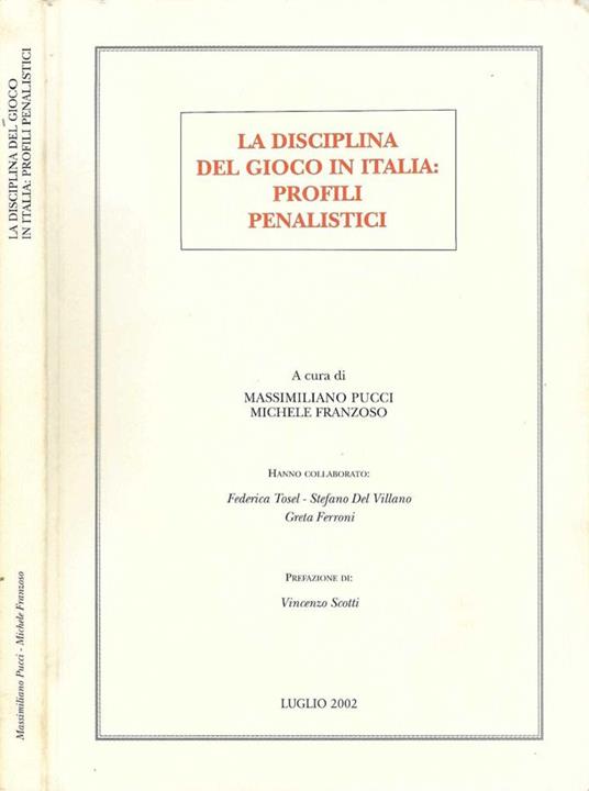 La disciplina del gioco in Italia: profili penalistici - copertina
