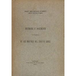 Ricerche e documenti intorno al ius naufragi nel diritto sardo - Melchiorre Roberti - copertina