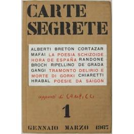Carte Segrete. Rivista trimestrale di lettere ed a arti. Direttore Domenico Javarone. Vice-Direttore Gianni Toti. Anno I: gennaio - marzo 1967 n. 1 - copertina