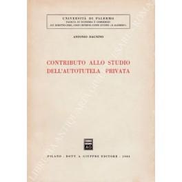 Contributo allo studio dell'autotutela privata - Antonio Daino - copertina