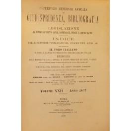 Repertorio Generale Annuale del Foro Italiano. Vol. XXII - Anno 1897 - copertina