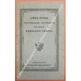 Codice penale universale austriaco coll'appendice delle più recenti norme generali. Parte I - Dei delitti - copertina