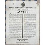 Avviso. Regia Delegazione Provinciale di Treviso. Alcuni benefattori hanno donato delle somme di denaro per creare un fondo da destinare ai reduci di guerra