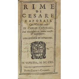Rime. Con l'Osservationi di Carlo Caporali. Dal medesimo di nuovo reviste et accresciute - copertina