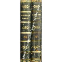 Opere teatrali del sig. avvocato Carlo Goldoni veneziano fra gli Arcadi Polisseno Fegejo. Vol I - Il Buon Compatriotto, La Buona Madre, La Griselda, Il Matrimonio per Concorso, Il Prodigo, L'Uomo Prudente; Vol II - L'Amore Paterno o sia la Serva Rico - copertina
