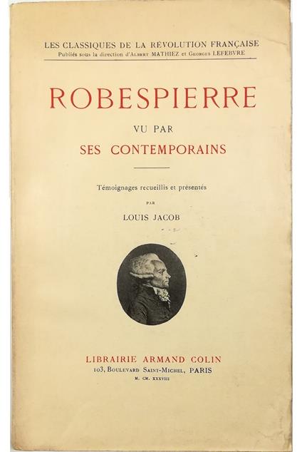 Robespierre vu par ses contemporains - copertina