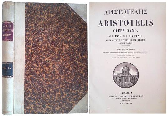Aristotelis. Opera Omnia Graece et Latine - Cum indice nominum et rerum absolutissimo - Vol. IV - copertina