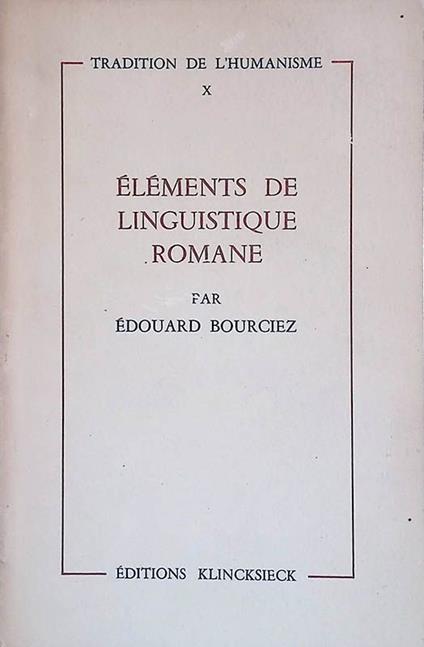 Eléments de linguistique romane - copertina