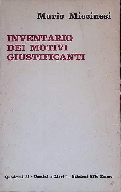 Inventario dei motivi giustificanti - Mario Miccinesi - copertina